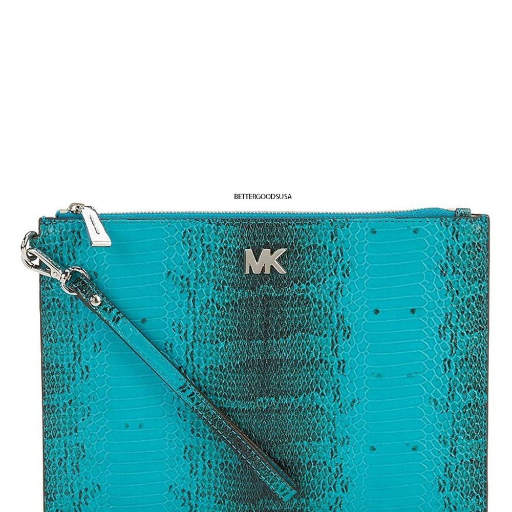 MICHAEL KORS CLUTCH Snake Embossed Leather Blue